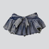 Ultrakurzer Jeans-Faltenrock